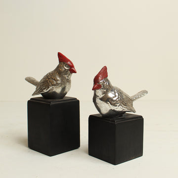 WOOD PECKER DECOR ACCENT - SILVER (SET OF 2)