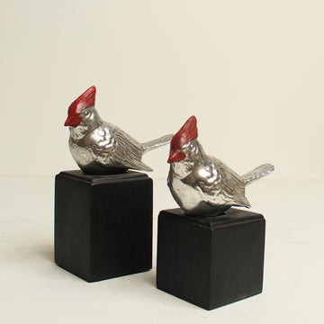 WOOD PECKER DECOR ACCENT - SILVER (SET OF 2)