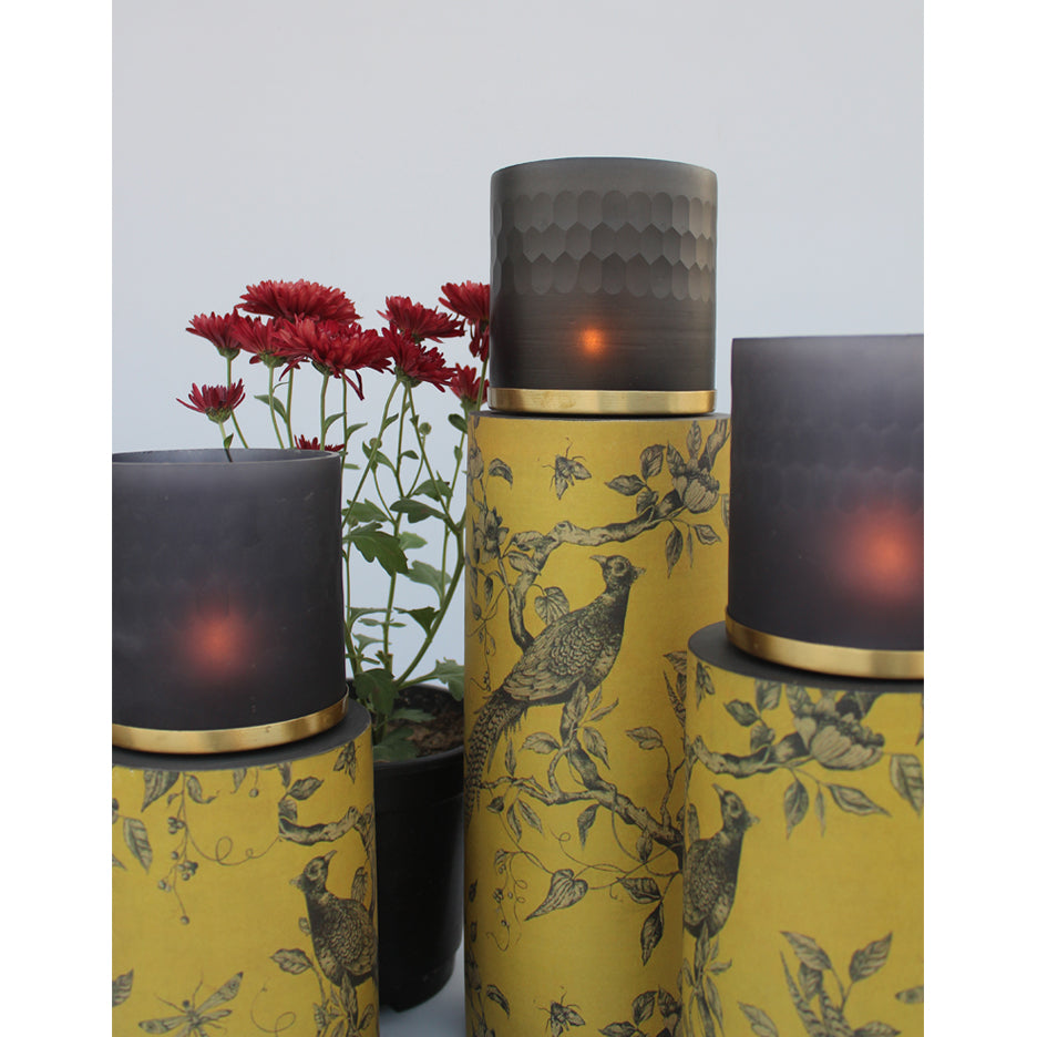 PAPIHA PILLAR CANDLE HOLDERS (MUSTARD YELLOW)